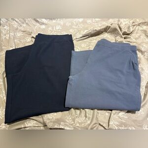 L.L.Bean blue knit cotton pants crops XL petite 2pr
